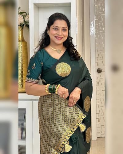 Image of C J Enterprise Women's Pure Soft Silk Saree With Blouse Piece For Wedding