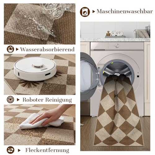 TUKDAK Weben Teppich Läufer Flur rutschfest 60x180cm, Waschbar Küchenteppich, Flurläufer Modern, Teppichläufer, Küchenläufer, Flur Teppich… – Ansicht 4