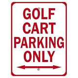 Aluminum Vertical Metal Sign Multiple Sizes Golf Cart Parking Only Arrow Red Lot with Border Weatherproof Street 9x12Inches