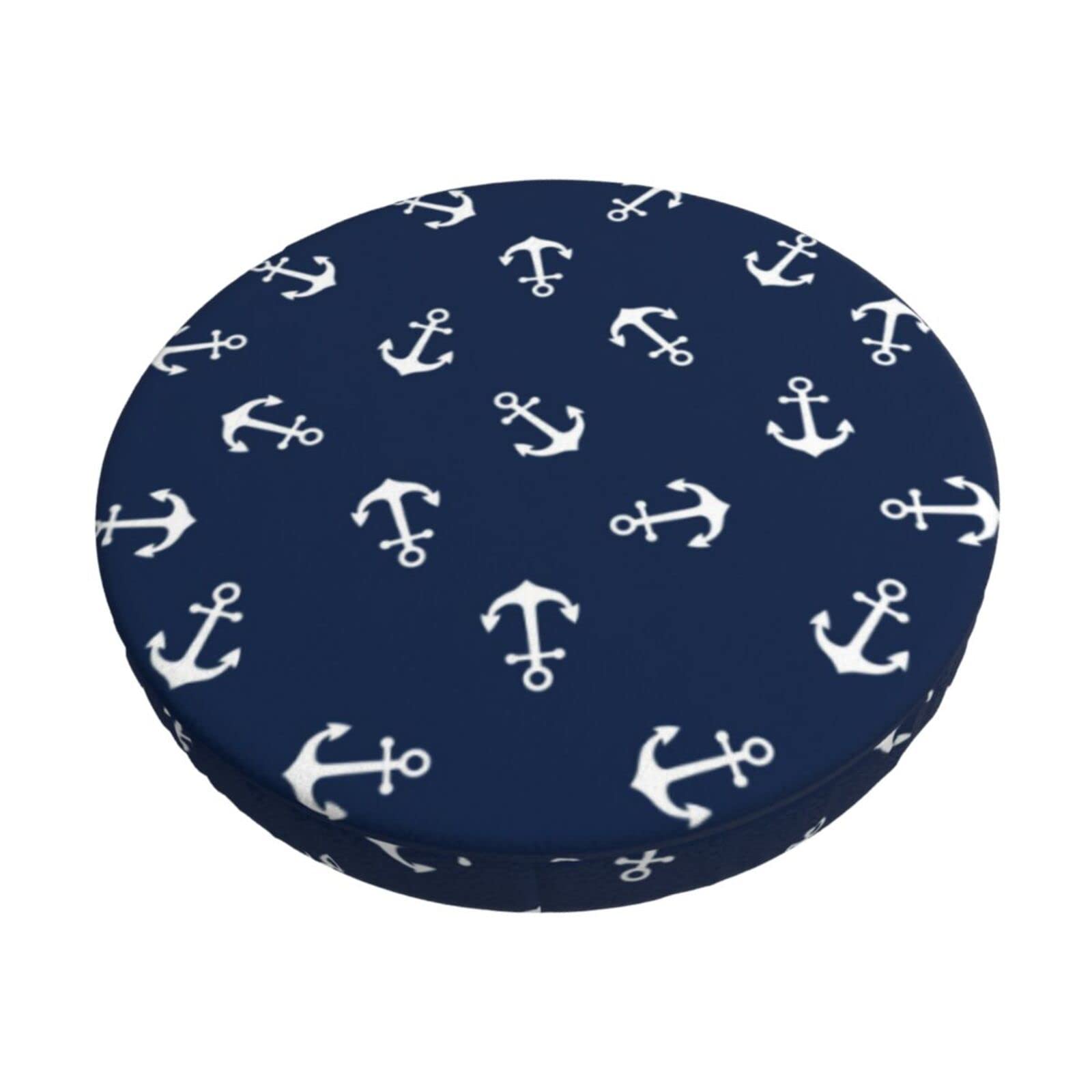 Melbrakin Nautical Themed Simple Anchors Stool Covers Round,Stretch Round Bar Stool Covers Elastic Bar Stool Seat Covers Round Stool Cushion Slipcover Bar Chair Cover