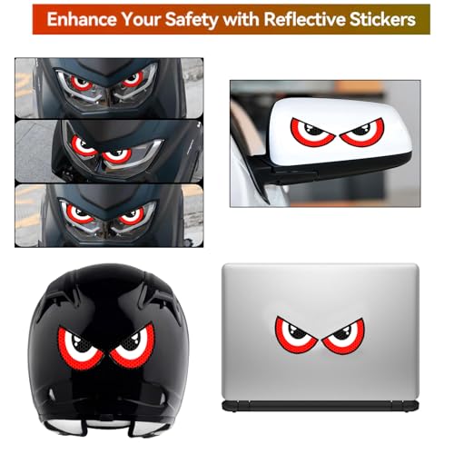 Image of Car High Intensity Reflective Eyes Stickers Side Marker Bumper Fender Safety Warning Sticker Universal Strong Reflective Warning Scratches Protector Sticker for Car Night Visibility 2 Psc (Red)