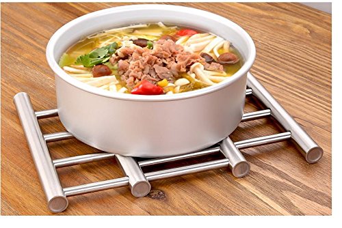 Leoyoubei 8X9 Metal Expands Trivet Wite From 9" To 15" Multi-Purpose Spoon Rest And Kitchen Table Mats Shrink Pads Non-Sliding Hot Pad And Pot Holder (Silver X 2) #TOP2