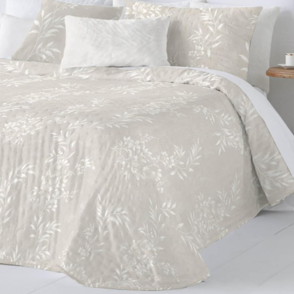 Fundeco Colcha bouti Modelo July Reversible para Primavera Verano (Beige, Cama 150/160 (250 x 270 cm.))