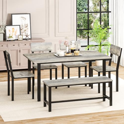 image for Lamerge Dining Table Set for 6, Modern Kitchen Table Set with Chairs a