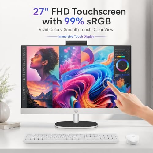 Image of Customized Computer,Create Using HP 27 inch Touchscreen All-in-One PC, AMD Ryzen AI 7 350 Processor, 32 /64GB DDR5 RAM, 2 /4TB SSD, Full HD IPS Display, Copilot+ PC,Wireless KB & Mouse