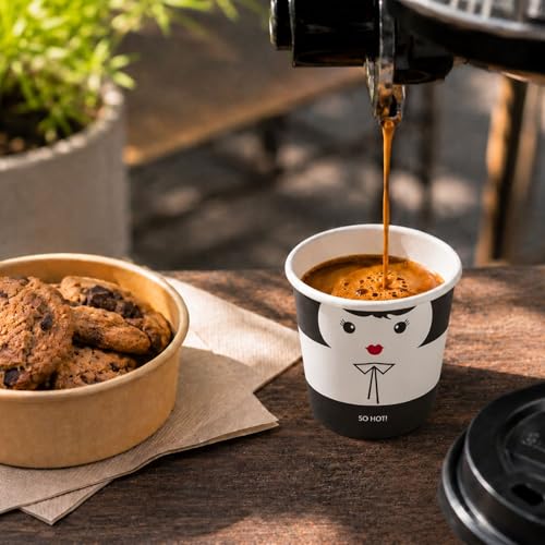 Image of Restaurantware 4 Ounce Disposable Cups, Pack of 500 Double Wall Hot Cups - Lids Sold Separately, Rippled Wall and White Paper Insulation, Madame Design, Ideal for Serving Tea, Coffee, and More