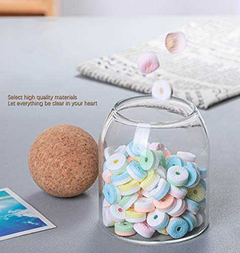 Saphalton 550Ml/18Oz Round Cork Glass Bottle Sealed Jar Nut Storage Jar Coffee Bean Jar Round Transparent #TOP1