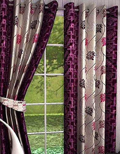 K 2 6 Honey Traders Premium 1 Piece Eyelet Polyster Long Door Curtain - 9ft, Purple-image-20