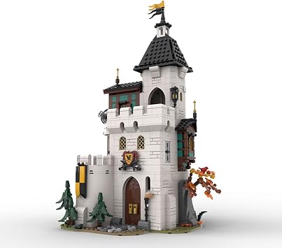Medieval White Tower Building Kit, Medieval Modular Series Building Blocks Set (1213PCS)