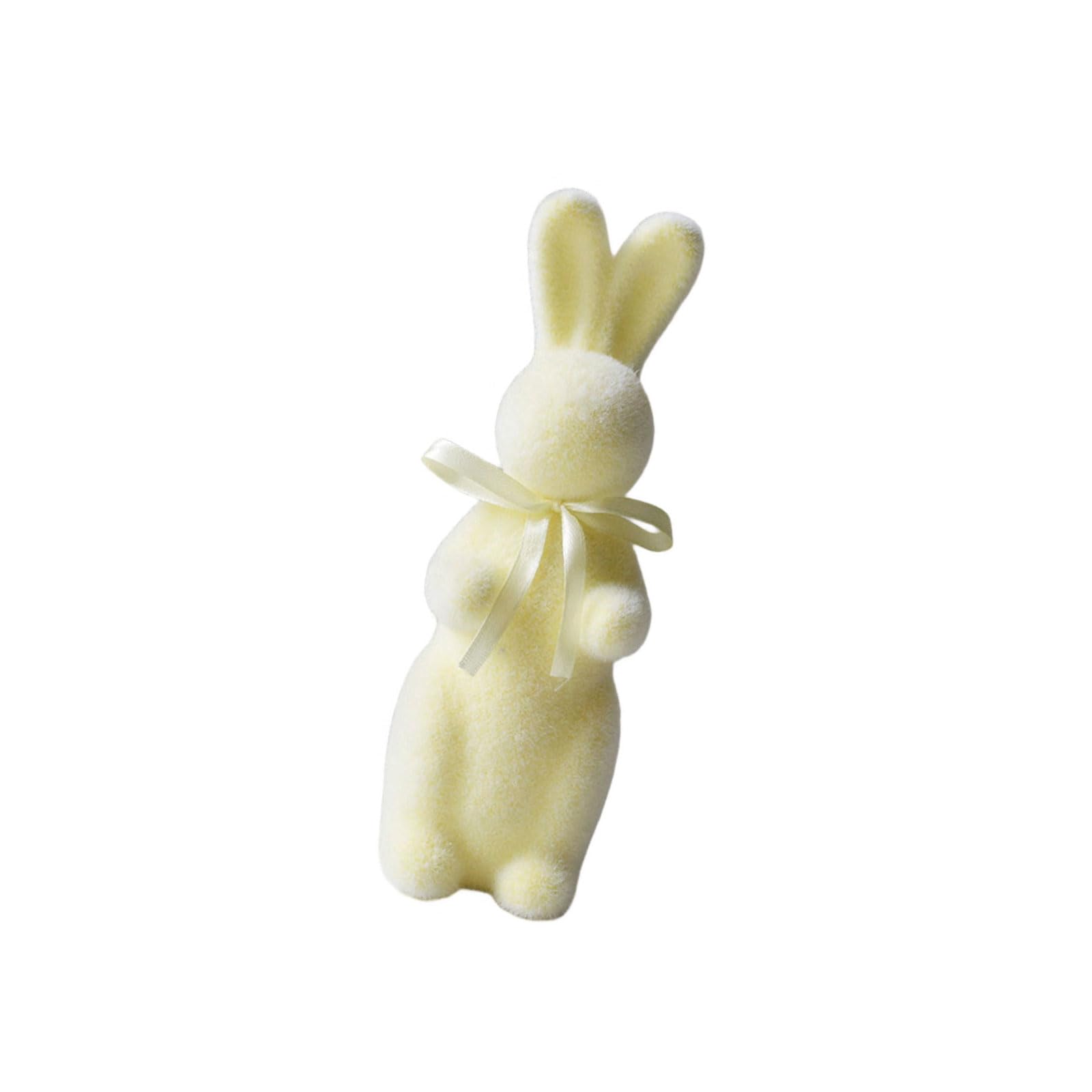Hsioluted Bunnies Figurine Flannel Animal Ornament for Holiday and Home Decoration and Spring Table Display Statue Plushie Bunnies Ornament