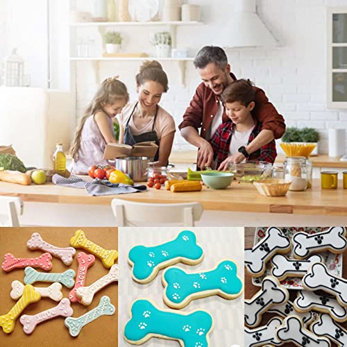 Tmflexe Dog Bone Cookie Cutters Biscuit for Kids DIY Lunchbox Bento Box Fruit Vegetable Sandwich Cutters for Children Boys Girls, Pack of 5