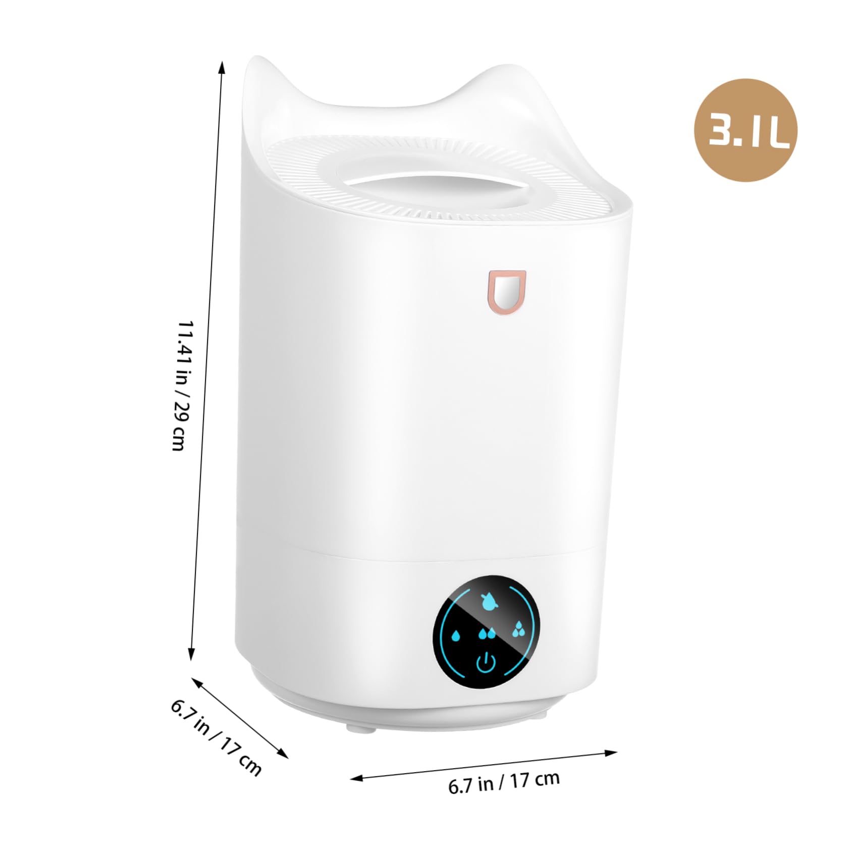 Umidificatore 3.1l Bianco in Plastica Portatile per Ufficio | Spegnimento Automatico, Design Minimalista, Uso su Scrivania e Ambienti Interni