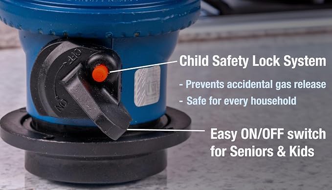 Image of INUS Kitchen Commercial Gas Saving Regulator, Fuel Efficient Adjustable Flamer Child Safety Commercial Saving Regulator with Child Safety Lock 2-Year Warranty
