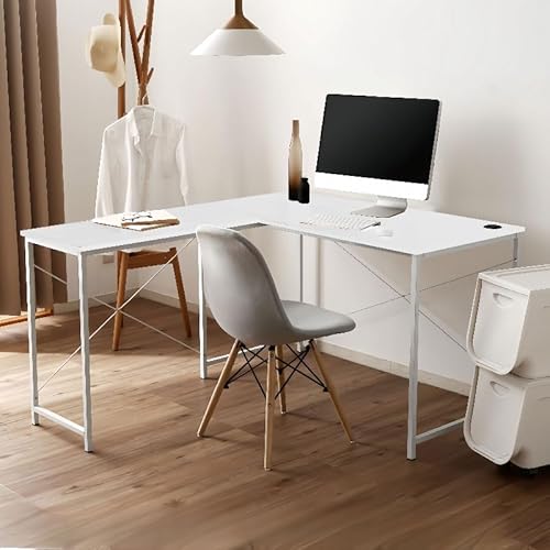 N&S L字デスク コーナーデスク ホワイト×ホワイト