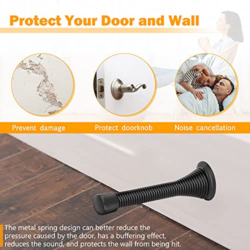 Crosize 6 Pack Black Spring Door Stops For Baseboard thumb #4
