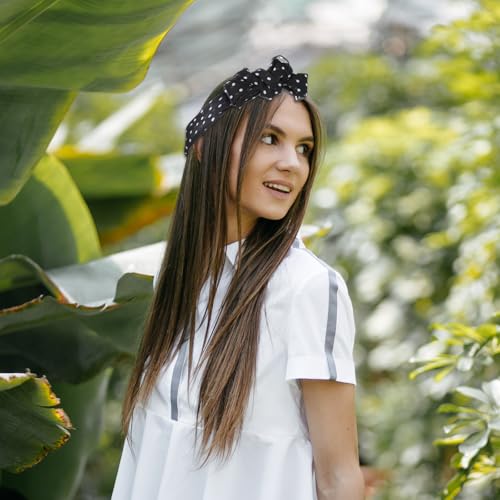 Chiffon Scarf Square Neck Scarf Polka Dot Bandana Square Handkerchief 1950s Vintage Bow Headband Head Scarves Bandana Headband Satin Scarves for Women and Girls4