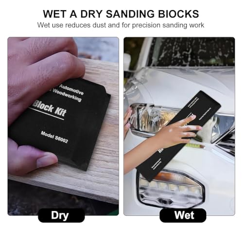 Heeucnon Auto Body Sanding Block Kit Automotive Sanding Blocks Flexible EVA Foam Wet or Dry Sanding Blocks Set