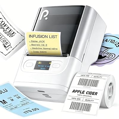POLONO PM220S Bluetooth Thermal Label Maker, Portable Sticker Printer with 2'' x 1.18'' Label Tape, Easy to Use Label Machine for Home Office Business, Cream