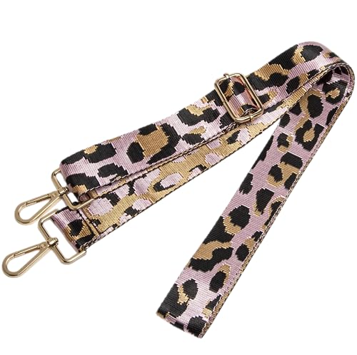 Image of Purse Strap Replacement Wide Adjustable Crossbody Shoulder Strap Guitar Straps for Handbags Leopard Pink