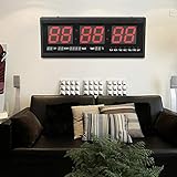 Darstellungsart: LED DiLiBee LED wanduhr Digitaluhr Digital LED Wanduhr 24Hr Uhr Digitaluhr-Beleuchtung im Rot mit Datum-Temperatur-Wohnzimmer Küchuhr (rot)