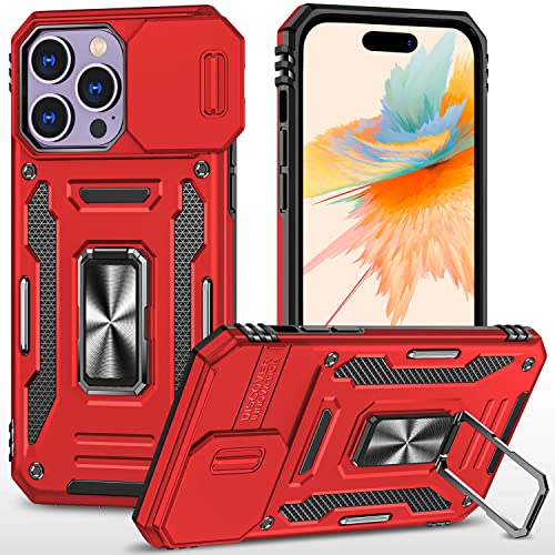 SEFING Case for 14 Pro Phone Case with Slide Camera Cover,Red