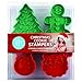 R&M, Christmas Double-Sided Cookie Cutter Stamper Set of 4, Assorted Designs and Sizes, Christmas Tree, Snowman, Santa, Gingerbread Man, Green and Red