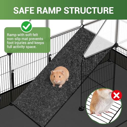 VISCOO Upgraded 28 Panels Guinea Pig Cages, 48" x 24" x 28" DIY Small Animal Playpen with Waterproof Mat, Portable Metal Rabbit Bunny Cage, C&C Cage for Guinea Pigs, Hamsters/Bunny playpen - Image 4