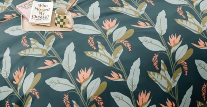 Image of Cotton Diwan Set Covers |8 Pieces Diwan Cover Set|300 TC Fabric| Pure Cotton Printed Deewan Set (1 Single Bedsheet, 2 Bolster Covers, 5 Cushion Covers)|Green Leaves |SZDS 023