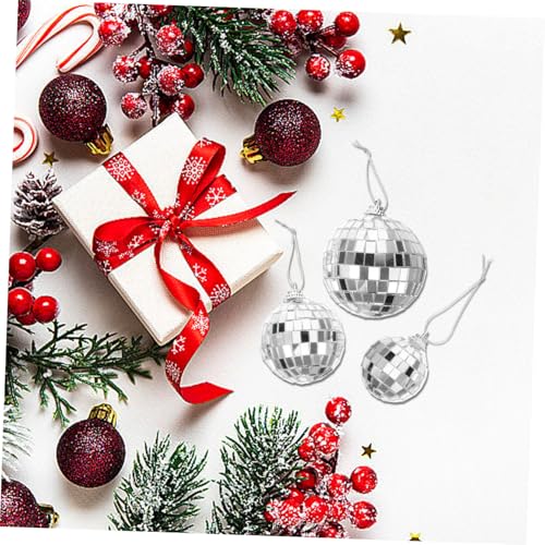 Cabilock - 18 bolas espejadas plateadas para decoración de árbol de Navidad, adornos colgantes reflectantes para fiestas, bodas y celebraciones navideñas miniatura 5
