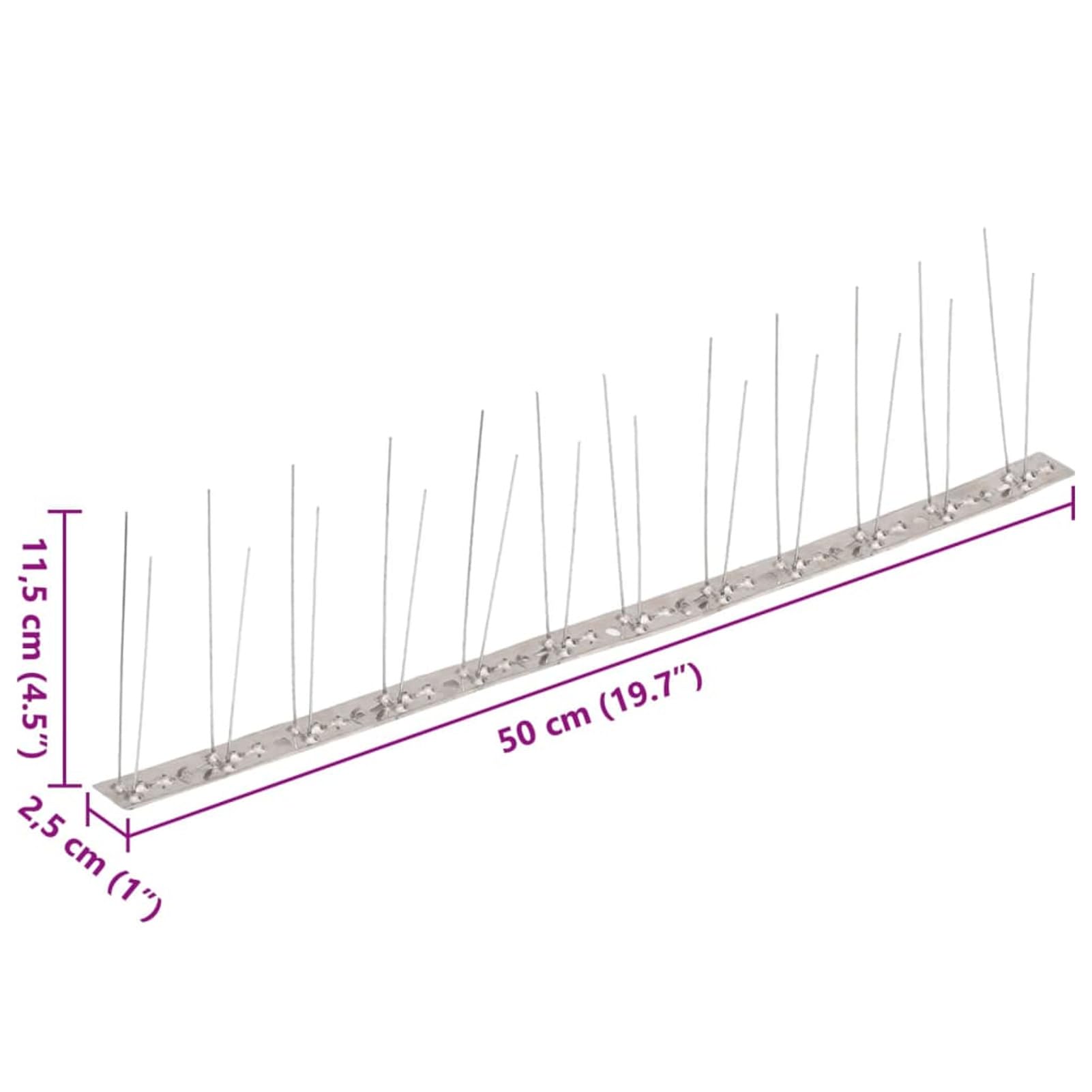 Set Dissuasori per Uccelli e Piccioni 20 pz Acciaio 2 File 10 m,Forniture domestiche,Controllo infestanti,Repellenti,Repellenti per animali-149130