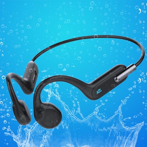 Image of AYI Professional Swim Headphones True Bone Conduction Open Ear Headset Underwater MP3 Player Built-in 32G Memory IP68 Waterproof Bluetooth Earphone for Driving Bicycling Running Skiing-X6 Black