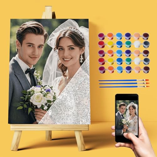 Peinture par Numéros Personnalisée pour Adultes, Kit de Peinture Acrylique DIY, Tableaux à Peindre Numérotés avec Photos, Cadeaux pour Couples, Familles,...