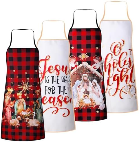 Toulite 4 Pcs Funny Christmas Apron for Women Men Kitchen Chef Ap...
