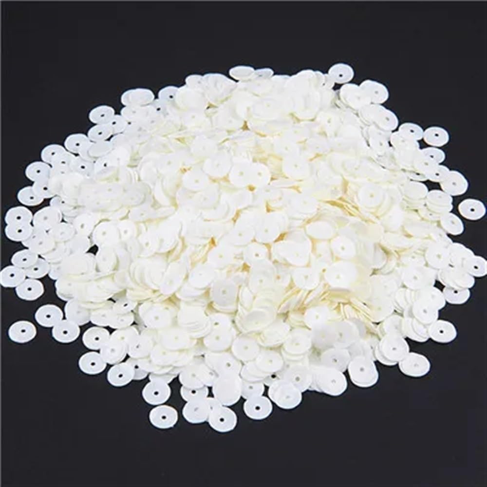Round Cup Sequins Loose Paillettes 4mm 5mm 6mm Wide for Sewing Wedding Crafts, Women Garments Accessories 10g(AB Cream,4mm 1500pcs)