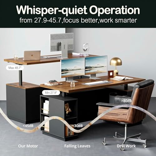 Image of ModernMate 71 inch L Shaped Executive Standing Desk with 4 Drawers