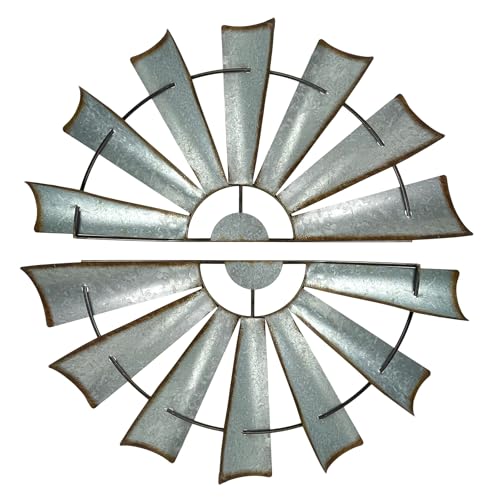 Special T Imports Set of 2 Galvanized Metal Half-Windmill Wall