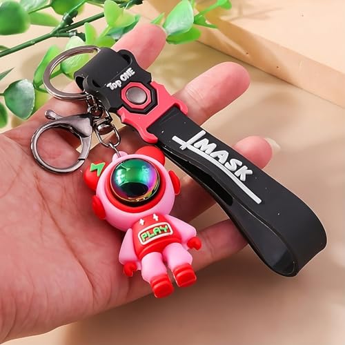 Image of Cute Cartoon Character Silicone 3D Key Chain with Strap Charm & Metal Hook, Merchandise Key Rings Gift for Kids Girls Boys Men & Women