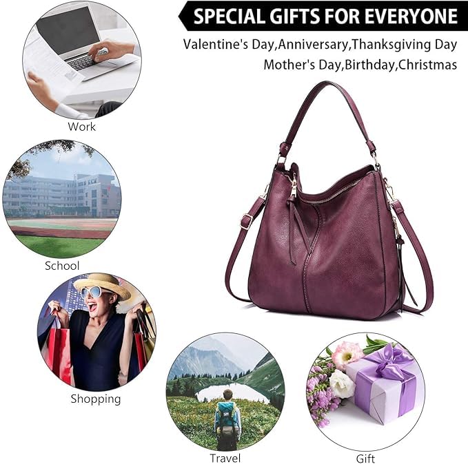 Image of Realer Hobo Crossbody Bags for Women Designer Faux Leather Hobo Handbags Retro Large Size Shoulder Bag Bucket Purse