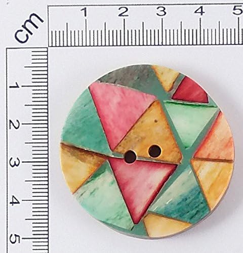 12 Packs Value Bone Buttons - Natural Handmade - Multicolor - 45mm - Round Quilting Pattern Design - 1 pc/pk
