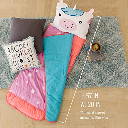 Image of Wildkin Kids Velour Nap Mat for Girls - Soft & Cozy Toddler Sleep Mat with Built-in Blanket for Daycare, Preschool, Kindergarten & Travel, Ages 3-7, Machine Washable - Unicorn