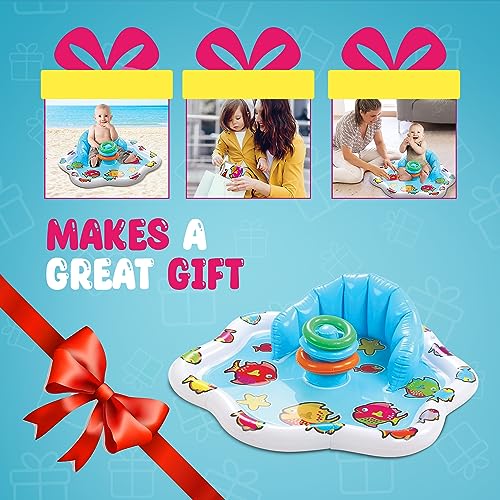 Bundaloo BUN-255 Infant Pool Splash Mat Inflatable With Backrest & Stackable Ring Toys | Summer Fun Activity For Baby Toddlers thumb #7
