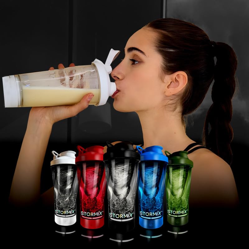 STORMIX – Mezclador de Proteinas eléctrica | Textura untuosa | Preparación homogénea para proteínas, pre workout | Capacidad 700 ml | Tritan & ABS, sin BPA | Bajo volumen sonoro | Recargable USB