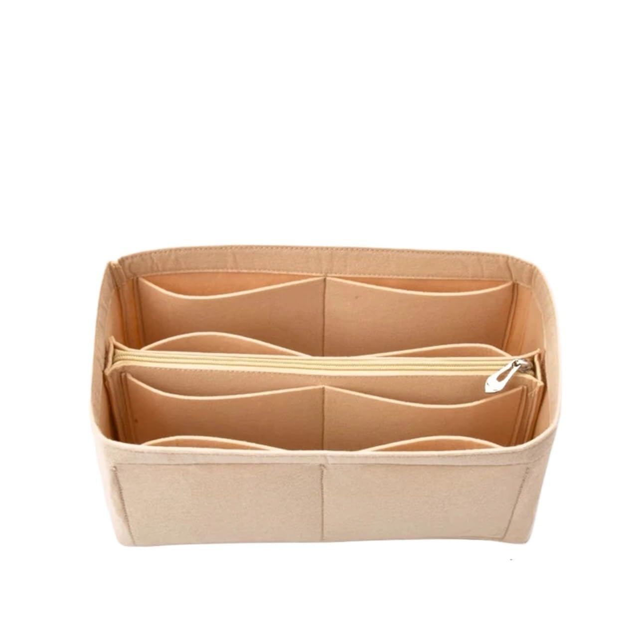 NJIEzhao Felt Handbag Insert Lining Organizer Insert Felt Fits Cloth Bag Makeup Travel Inner Purse Cosmetic Mommy Bags(M khaki middle)