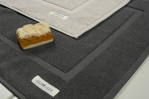 PandaHome Badvorleger Set aus Baumwolle - 2 Stück Badematte - 100% Baumwolle, Duschvorleger Duschmatte, Schnelltrocknend Weich Saugstark 1000 g/m² (Anthrazit)