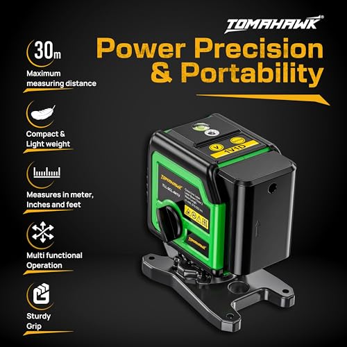 Image of Tomahawk TLL-2CL-4H1V Laser Level | 30m (98 feet) | 5-Line | Laser Level for Home, Workshop & Professional Use