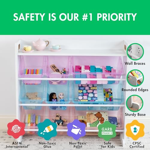 image for Humble Crew Toy Storage Organizer with Top Shelf and 9 Removable Bins,