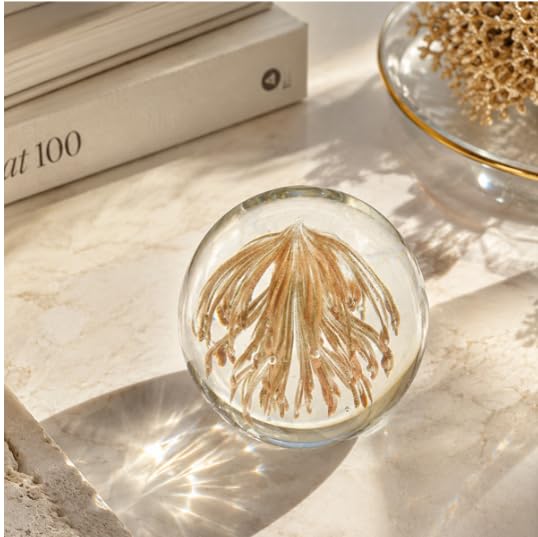 Fermacarte in vetro artigianale medusa dorata – scultura decorativa marina – 10 cm | Design Floreale Interno, Vetro Soffiato, Decorazione dell'Ufficio, Forma Rotonda, Effetto Decorativo