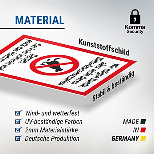 Komma Security Kein Hundeklo Keine Hundetoilette - Schild Hunde kacken verboten - Verbotsschild Hundeverbotsschild Verbot Hundeklo Hundekot Hundehaufen Hundekacke