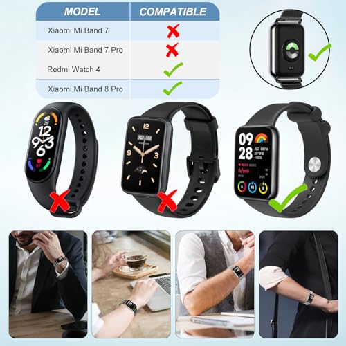 Xisair Replacement Strap for Xiaomi Smart Band 8 Pro Strap Metal Watchband Stainless Steel Wristband for Xiaomi Band 8 Pro Strap Women Men Straps Miband 8 Pro Accessories - Image 4
