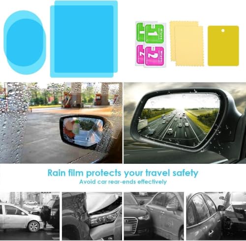 Image of Pack of 4 Car Anti Fog Film Car Rearview Mirror Films Anti-Rain Fog Waterproof Anti-Glare, Anti-Scratch PET Material Film Accessories (Pack of 4)